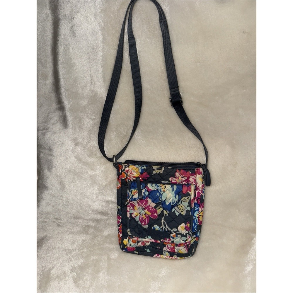 Vera Bradley Women's Cotton Carson Shoulder Bag Crossbody Purse, Pretty Posies
